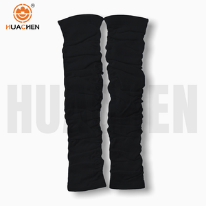 HUACHEN Men's Custom Logo Stretch Compression Per-Scrunched Leg Sleeves Ideal for Running, Football, and Rugby Sport Protection