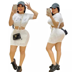 Wholesale women's clothing  designer clothes famous brands Summer cotton short sleeved top casual boutique shorts sets