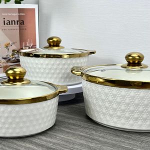 2025 Kitchen Products Items Bowl Serveware Dinnerware Plates Non Stick Cookware Sets  Ceramic Soup Cooking Pot Set With Lid