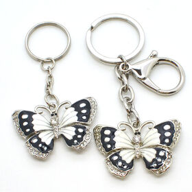Custom Logo Bulk Bling Metal Valentine Rhinestone Custom Design Key Chain Key Holder Key Rings Blank Butterfly Metal Keychain