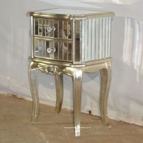 Mirrored Bedside Table and Glass Panels Nightstand Designed in Modern Venetian Furniture for Bedroom