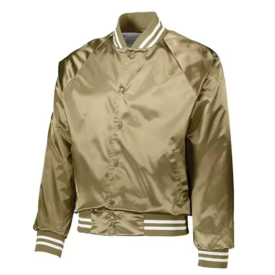 JENSIN SPORTS WEAR Hot Selling Fashion Silk Satin Wholesale Varsity Jackets High Quality Satin Bomber Jackets Embroidery Satin Jackets