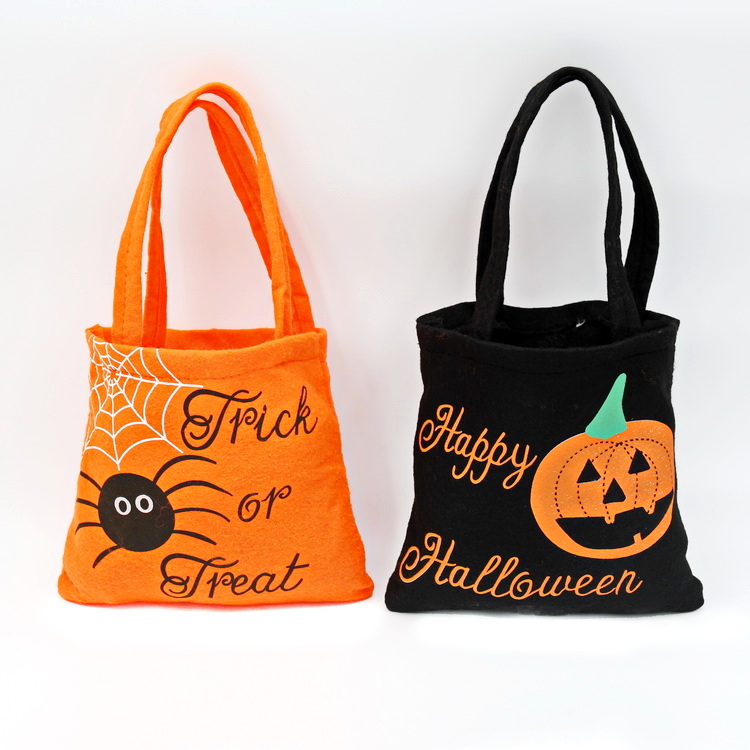 Yiwu Hua Rui Trade Co., Ltd. Wholesale Halloween Decorative Gifts Kids Tote Bag Nonwoven Children's Pumpkin Candy Gift Bag For Halloween Party