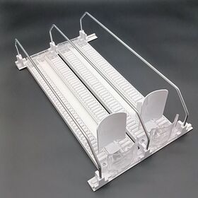 Custom White Black Adjustable Supermarket Shelf Pusher Gravity Roller System Glide For Canned Bottle Drinking
