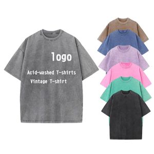 High Quality Custom Oversized Blank Men 100% Cotton Tshirt Print Vintage Organic Cotton T Shirts Wholesale acid wash t shirt