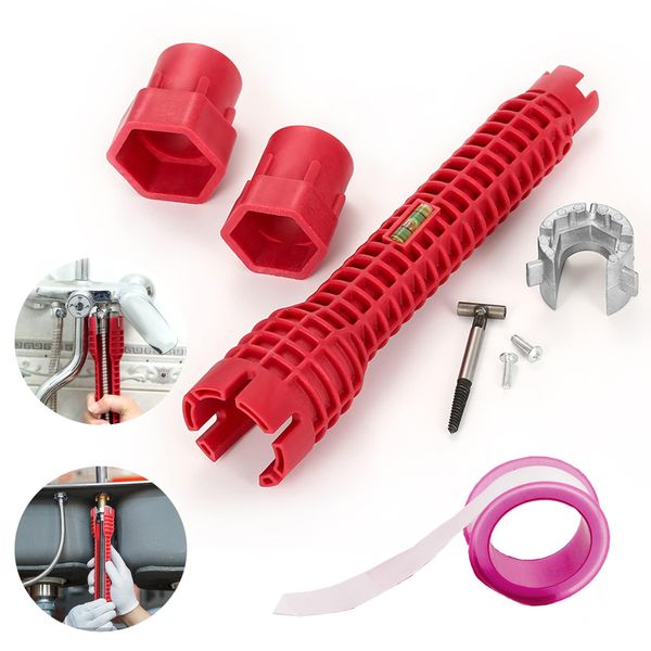 Faucet and Sink Installer, 8 in 1 Multifunctional Faucet Wrench Tool Double Head Sink Installer Tool