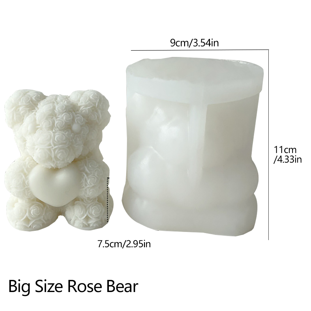 Dongyang Lujiu Trading Co., Ltd. Preserved Flower Rose Bear Birthday Decoration Valentine's Day Simulated Hug Bear Ornament DIYHandmade Fondant Silicone Mold