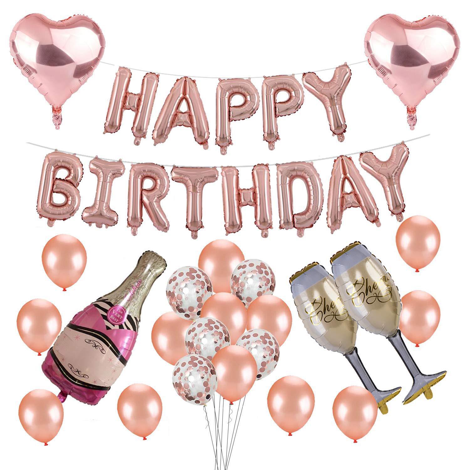 Birthday party decoration Rose Gold Balloon decoration set Champagne glass Foil balloon set