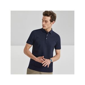 Men's solid color mercerized cotton quality men's Polo shirt short sleeve summer casual ice silk lapel T-shirt men