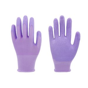 Breathable Ultra-thin Flexible 13G purple polyester liner, purple foam latex palm coated gloves Glove For Work And Handling