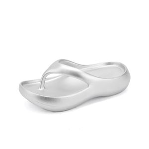 thick bottomed flips flops slippers summer EVA soft sole beach shoes silver new style slides slippers for women