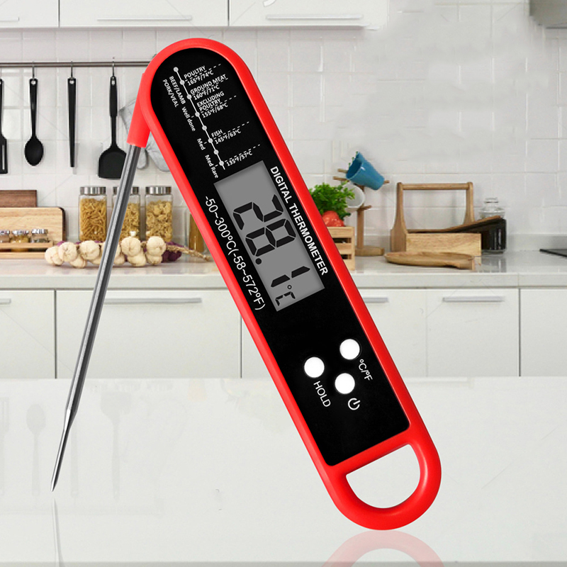 Jieyang Rongcheng District Yabeichu Hardware Factory Collapsible Probe Digital Meat Thermometers Barbecue Electronic Thermometer Kitchen Professional Monitoring Food Thermometer