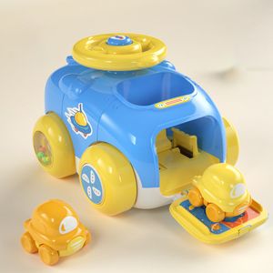 science High quality baby plastic cartoon mini interesting catapult car inertia sliding ejection storage vehicle toys for kids