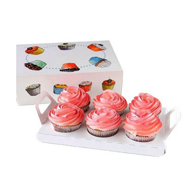 China Custom single individual cup paper cupcake bakery  packaging clear cake box with window