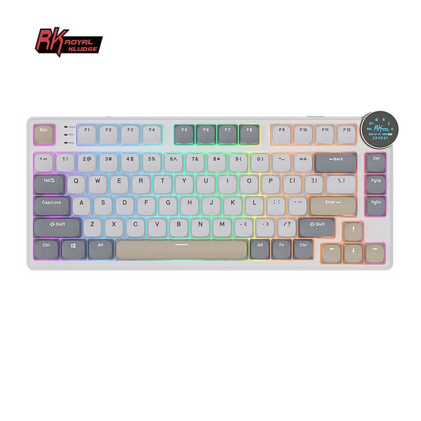 ROYAL KLUDGE RK N80 Low Profile Wireless Mechanical Keyboard 2.4G 80 Key 75% RGB Backlit TFT Display teclado mecanico de oficina