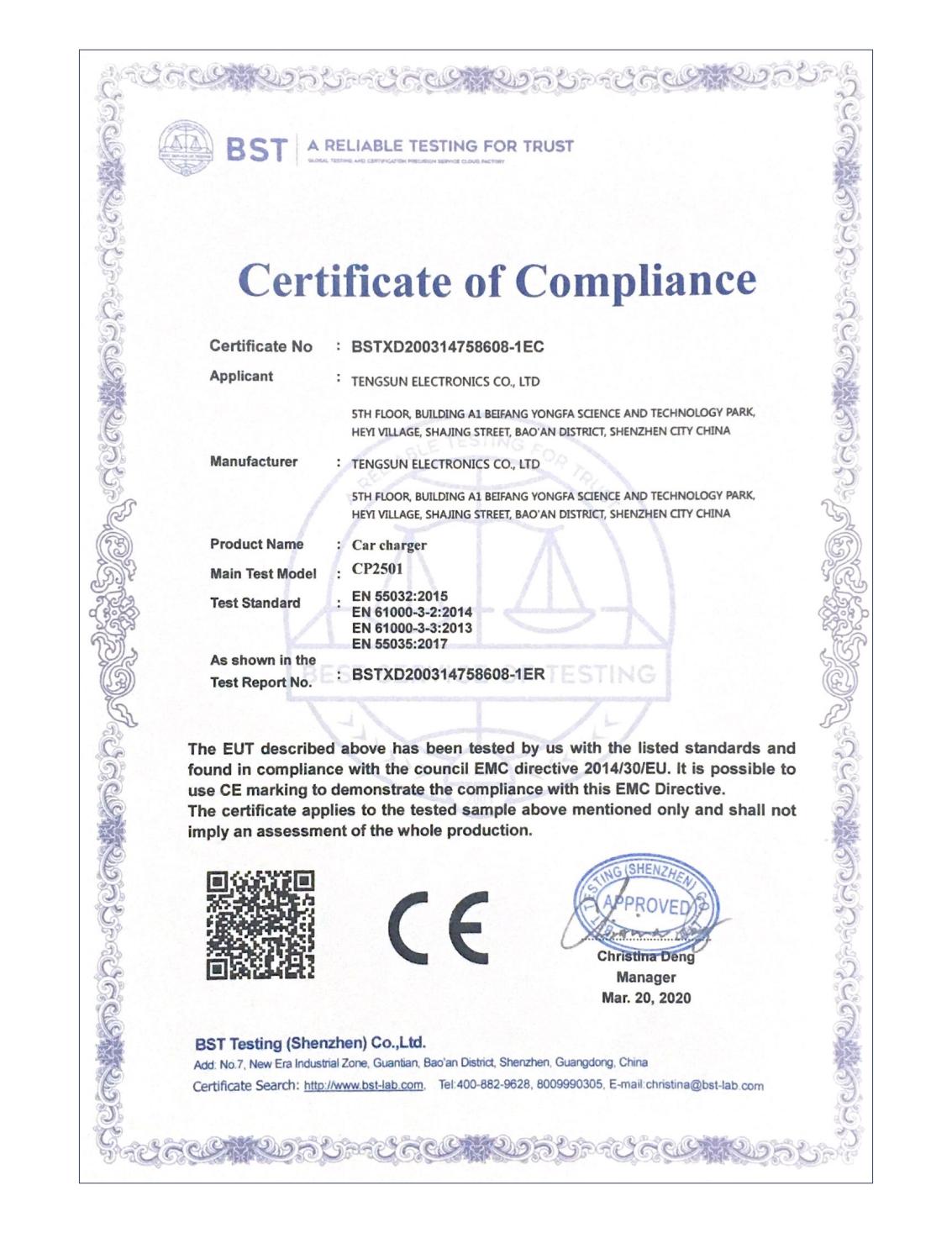TengSun Electronics Co., Ltd. USB Type-C cable