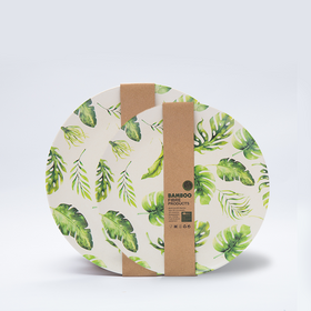 eco friendly set of 2 Palm Leaves bamboo fiber salad plates assortedPopular