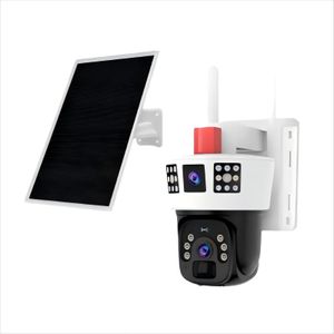 Dual Lens Three Views Linkage Alert View Sound 2K Solar Outdoor Audio Night Vision Human Tracking Zoom 4G PTZ Solar Camera