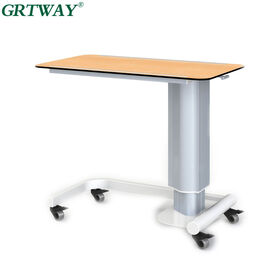YL010 Hospital Furniture Factory Guangdong Supply Height Adjustable Overbed Table Dinning Table with Wheels