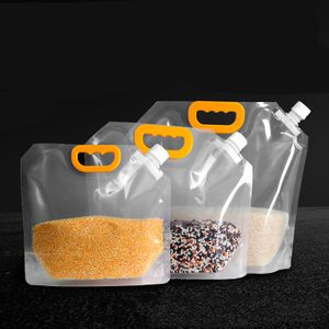 5kg Liquid Drink Clear Plastic Stand Up Pouch Biodegradable Bean Rice Food Storage Packaging Spout Top Bags Handle Buckle