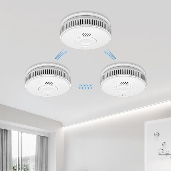RF Connected 3 Years Battery Operating Smoke Alarm detector Smart Alarm System Home Security