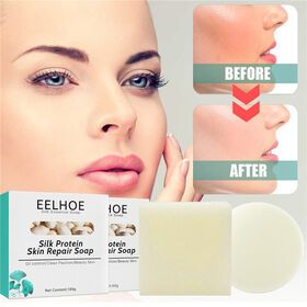 EELHOE goat milk silk protein skin repair soap face cleansing rejuvenating nourishing acne removing oil controlling facial soap
