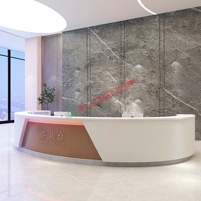 Luxury hospital furniture modern curved reception counter reception desk for clinic