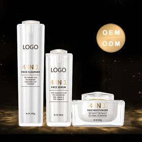 Private Label  Facial Kit Niacinamide Lightening Cream Vitamin C Serum HA Moisturizer 4 In 1 Skin Care Set
