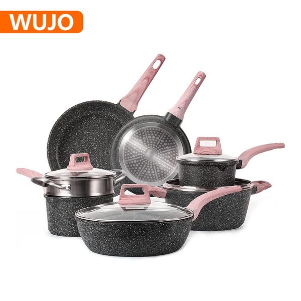 China Manufacturer BSCI European American Style Ollas Sartenes Granite Non Stick Cookware Set