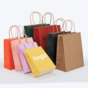 Custom Printing Clothing Gift Shopping Packaging Recyclable Tote Thick Coloured Paper Bag With Logo
