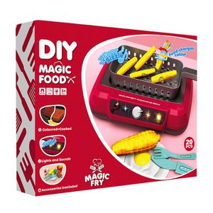 New plastic stove toy light sound magic fry gourmet Food Change Color mini kitchen toys real cooking set for kids