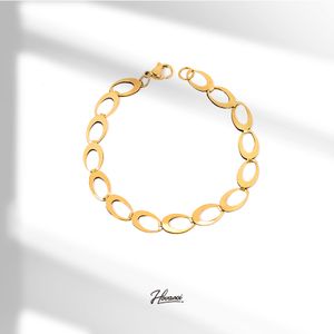 HOVANCI Minimalist Anti Tarnish Stainless Steel 18K Gold Plated Bracelet Jewelry Gift Handmade Thick Link Chain Bracelet