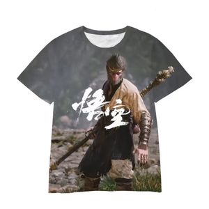 Men's Casual Comfortable Black Myth Wukong T-Shirt O-Neck Workout Top Sublimation Print Custom Design Short Sleeve Knitted