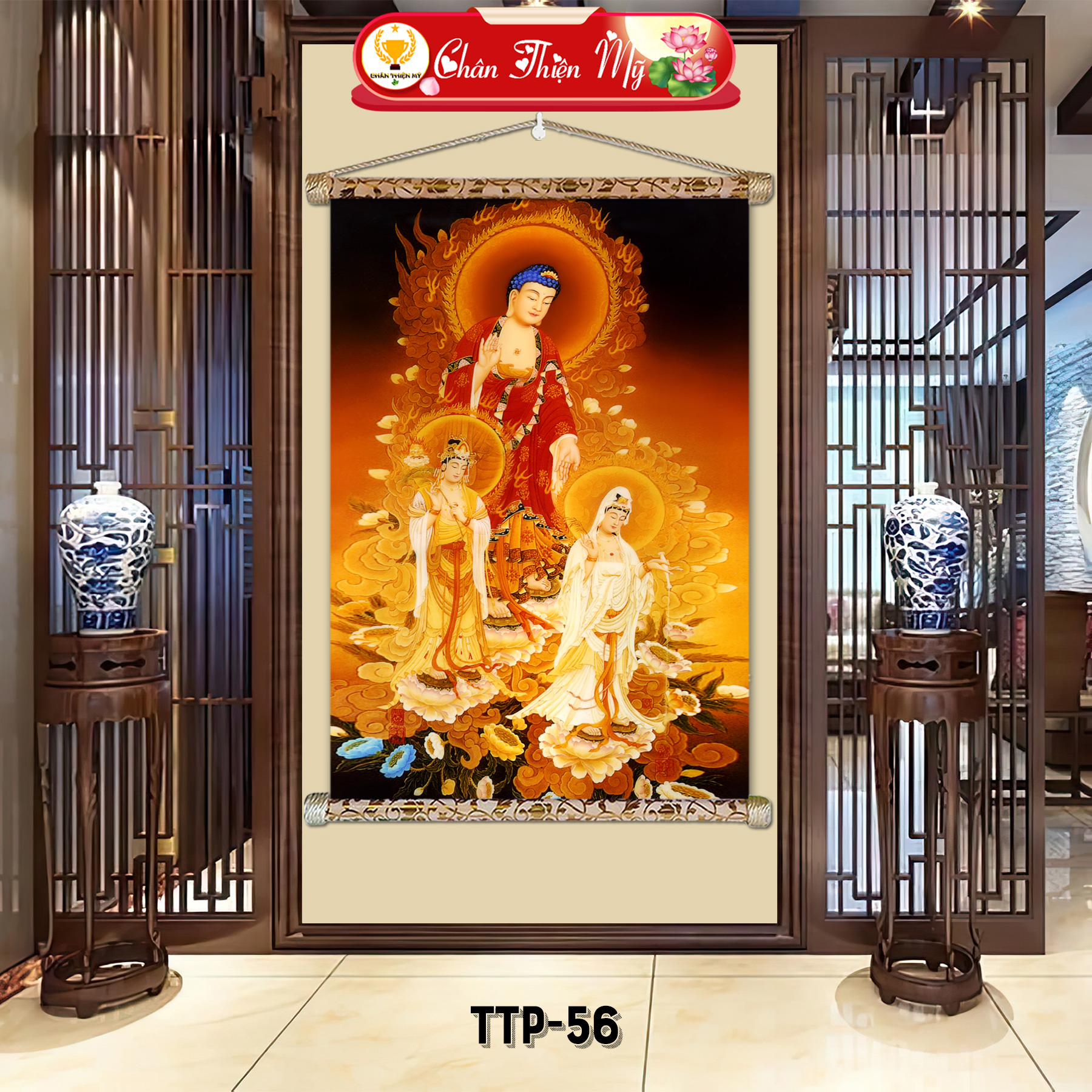 CHAN THIEN MY BUSINESS HOUSEHOLD High quality canvas wall hanging buddha oil painting home decoration