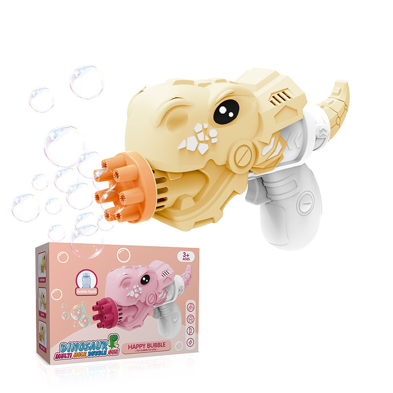 Ningbo Dailysun Technology Co., Ltd. Summer Children's Fun Toys Electric Dinosaur Shark Multi Holes Bubble Gun Toy Bubble Gun Machine Toy With Bubble Water