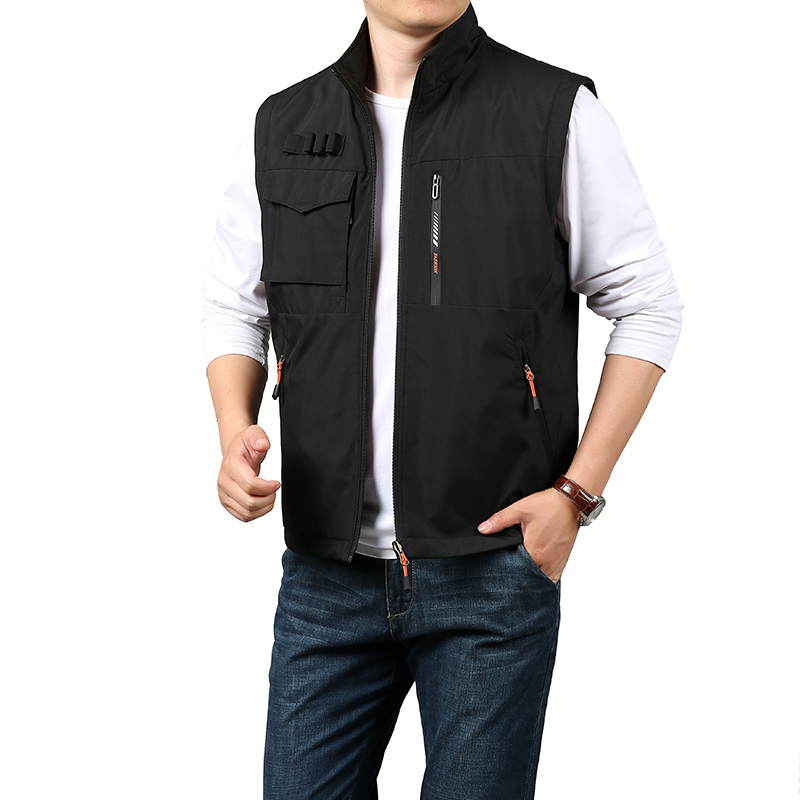 Fujian Shishi Chaorui Chimelong Trading Co., Ltd. Men's Stand Collar Outdoor Fishing Sleeveless Jackets with Mesh Lining Spring Summer Custom Logo double-sided wear Waistcoat