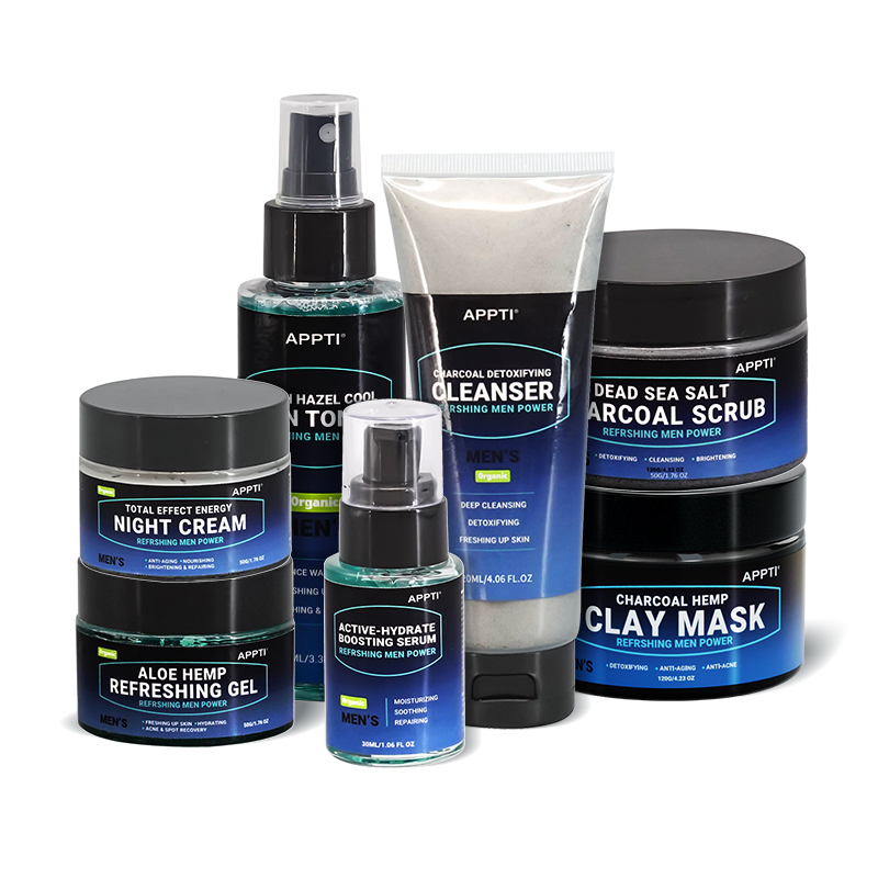 Private label APPTI men's skin care kit gift for men face cleansing moisturizing anti aging custom men's skin care set products