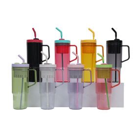 Supplier 40oz large capacity portable straw plastic handle cup
