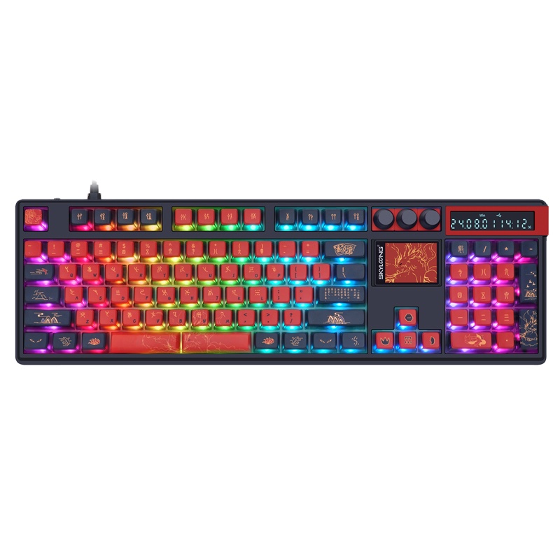SKYLOONG GK104 Pro 3-Mode Wireless Mechanical Keyboard with 2.0 Screen 3 Knobs Hot-Swappable Side-Engraved PBT keycaps RGB light