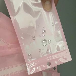 Three Side Seal printed waterproof zipper Mylar zipper packaging pink mylar bags custom printed child proof