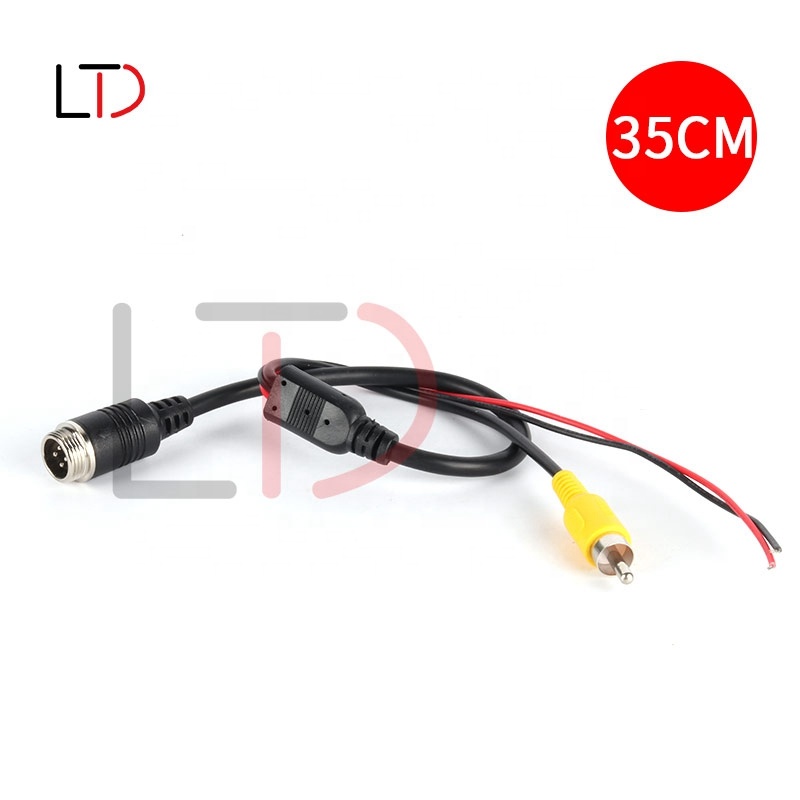Shenzhen Longtaida Electronics Co., Ltd. M12 4Pin Aviation Male to RCA/AV +DC Plug Adapter Cable 35CM Long for Car Camera Video Extension Cable