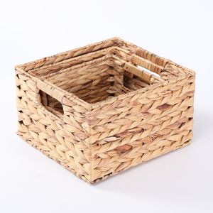 Woven Water Hyacinth Storage Basket Pantry Food Storage Basket