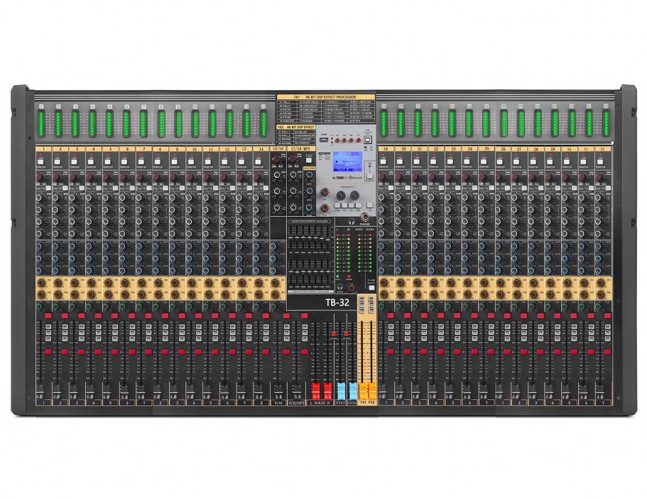 XTUGA TFB-32 Professional Audio Mixer 28 mono microphone input, 2 stereo input  32 Channels Multi-function Audio Mixer