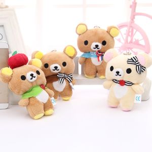 Kawaii Standing 12CM Lover Bear dolls Plush Stuffed TOY Soft Figure DOLL Key Chain Design Pendant Charm TOY Wedding Party Decor