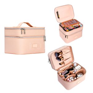 FAMA Certificated Factory Wholesale Portable Logo Waterproof make-up case Bags Pu Leather Zipper Cosmetic Box Beauty Case