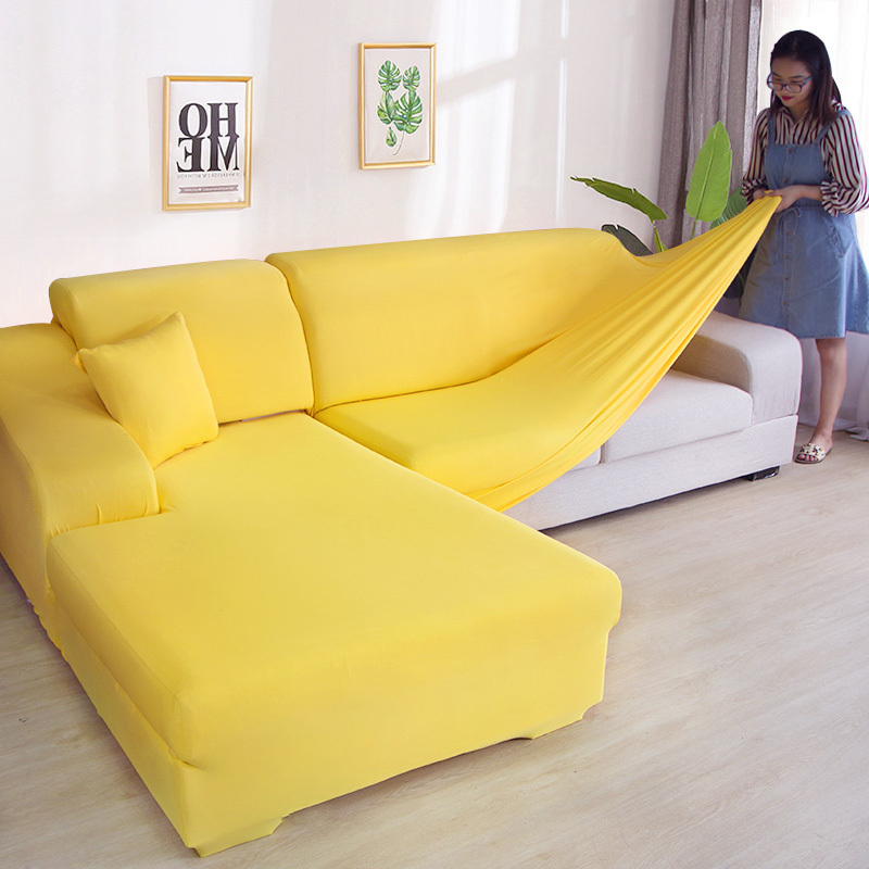 Henan Sol Supply Chain Co., Ltd. Solid Color Elastic Slipcovers Couch Cover Stretch Sofa Towel Corner Sofa Covers 3 Seats For Fully Wrapped Chaselong Cover