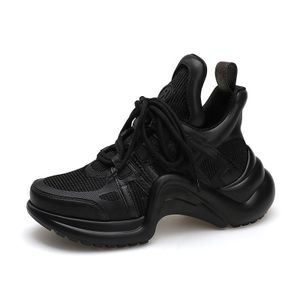 New lace-up increase female sports shoes muffin thick sole running shoes casual round head color bow shoes