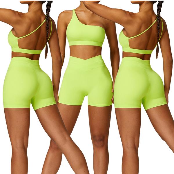 Workout Sets for women yoga sets china manufacturer high waist one shoulder sports bra black blue gym fitness sets