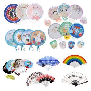 Promotional Sublimation custom printed folding hand fan With Pouch for your brand as corporate gift advertising giveaways