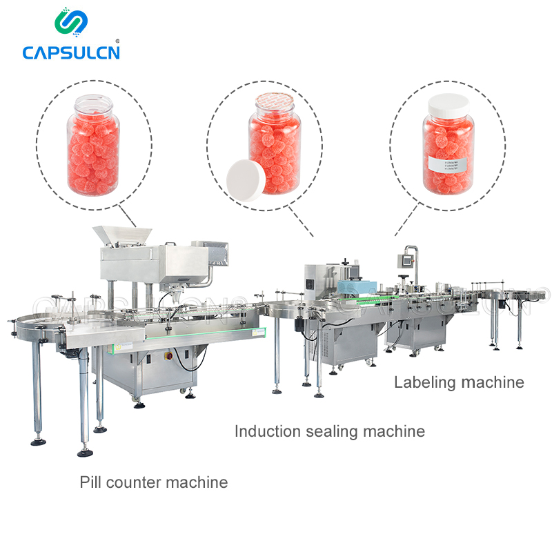 Multi-Channel Capsule Count Bottling Line  Automatic Electronic Capsule Tablet Counting Sealing Labeling Machine Line